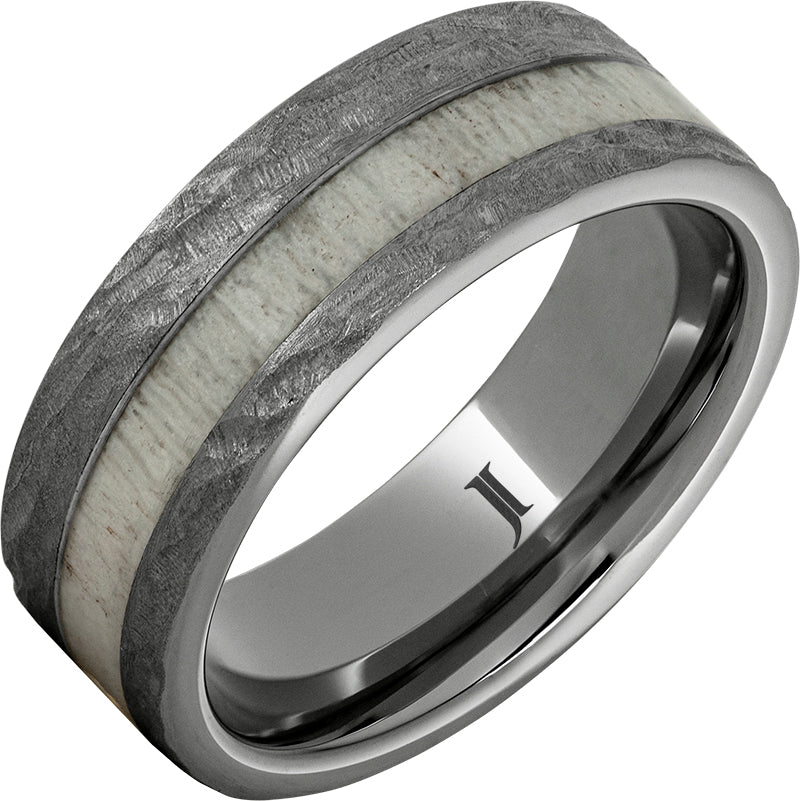 Rugged Tungsten™ Mens Ring with Antler Inlay